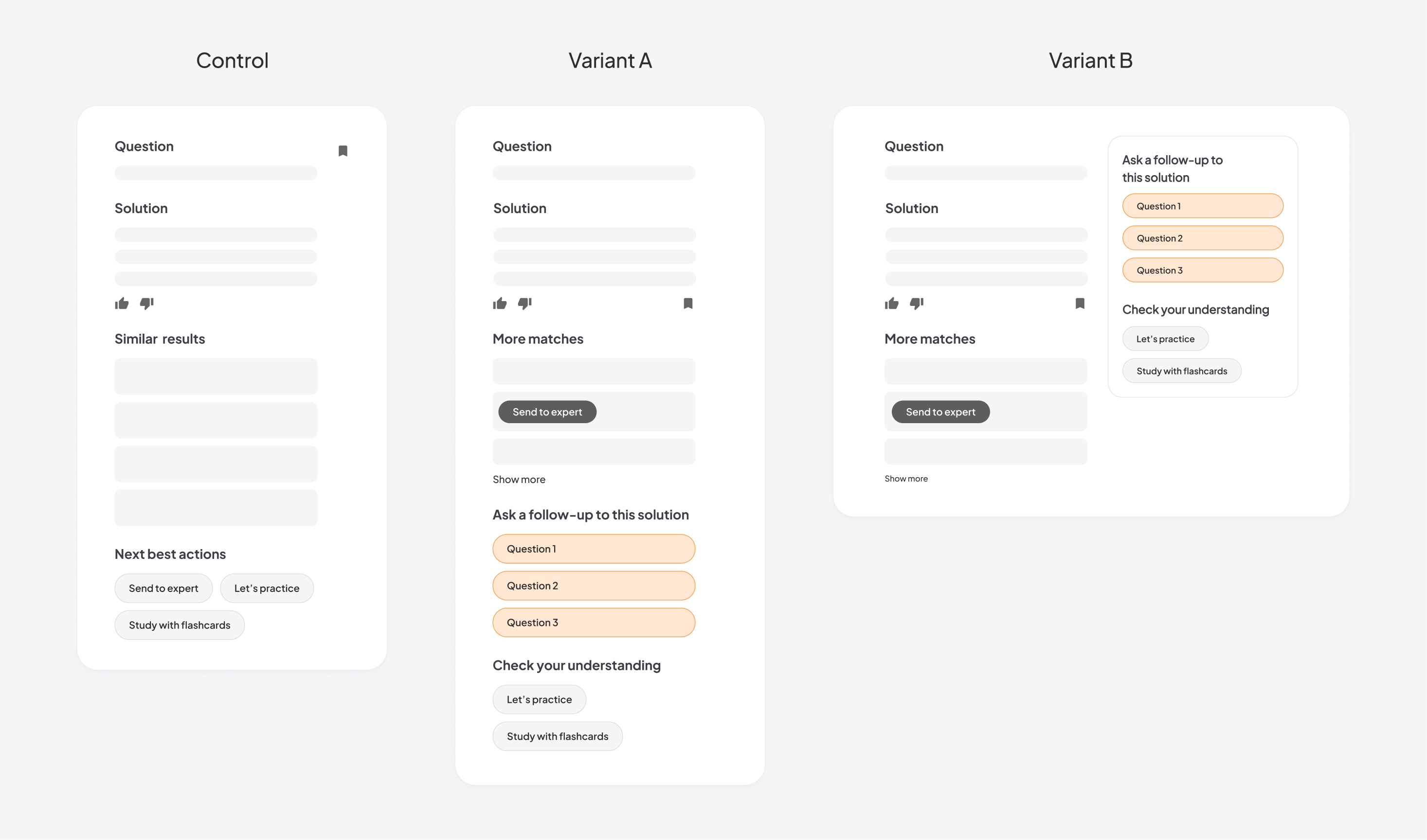 A/B test variants